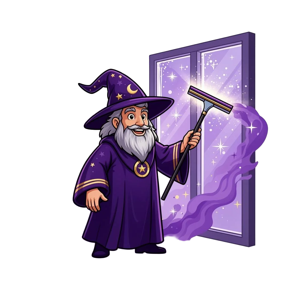 Magic Window Cleaning wizard mascot